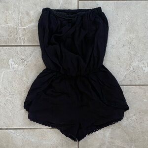 Wet Seal Black Strapless Lace Detail Romper XS